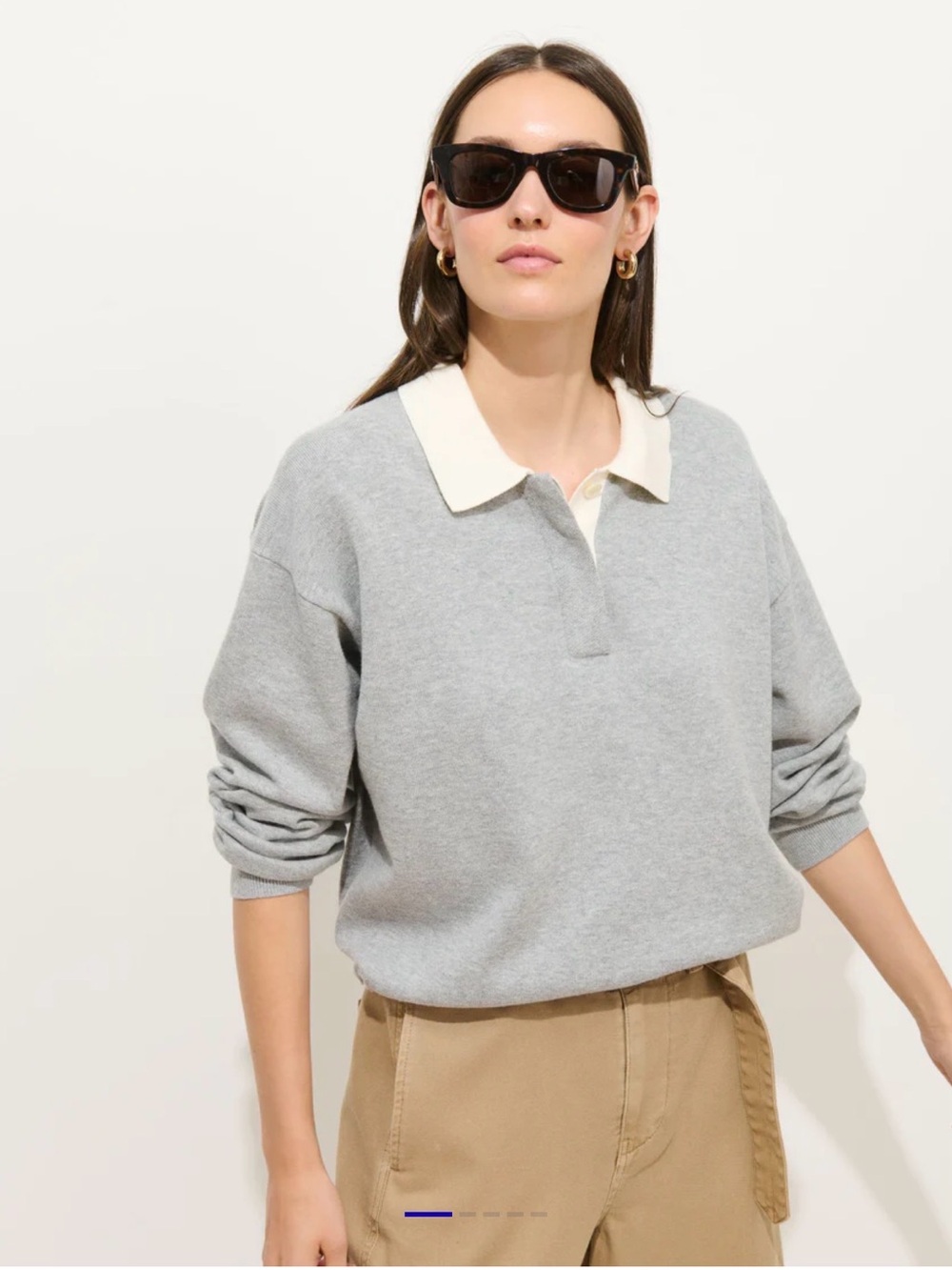 Alex Mill Bond St Polo In Cotton Cashmere In Grey Flannel . Size XS